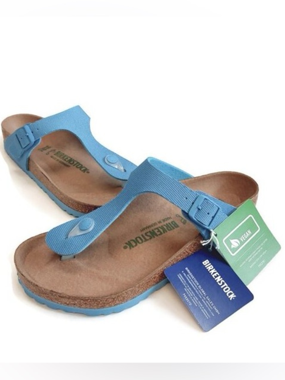 BIRKENSTOCK Gizeh Vegan Textile Toe Post Sandals NWT in Sky Blue Sz 37